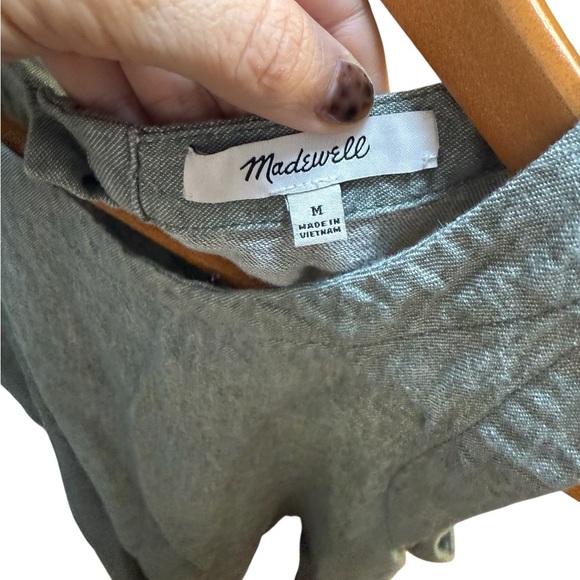Madewell Sage Green Linen Cotton Tank Mini Dress NF885 w/ Pockets Size M - Picture 2 of 6
